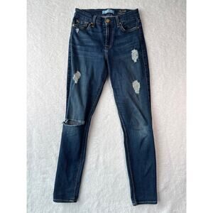 7 For All Mankind Blair The Ankle Skinny Jeans Size 24 Distressed Dark Wash
